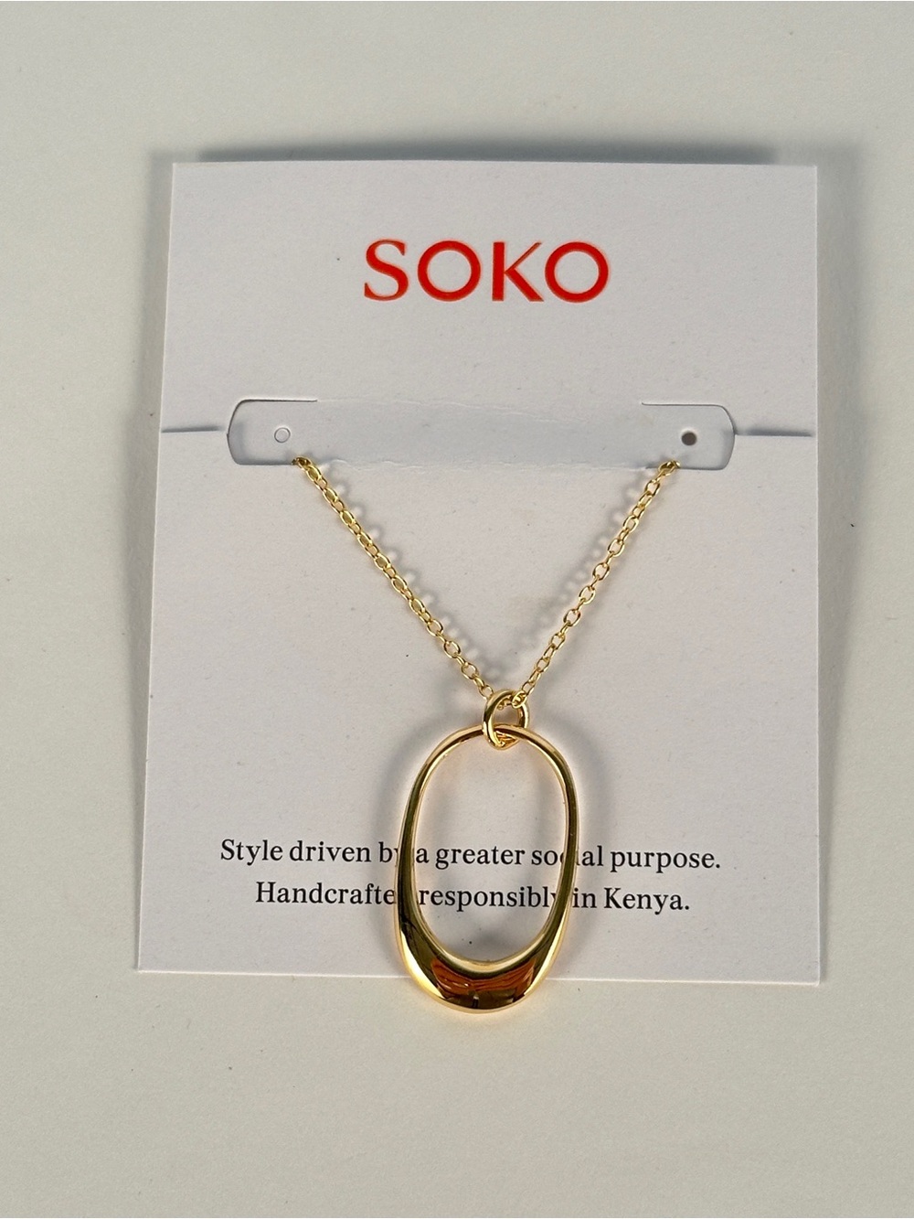 SOKO Polished Gold Open Oval Pendant Necklace